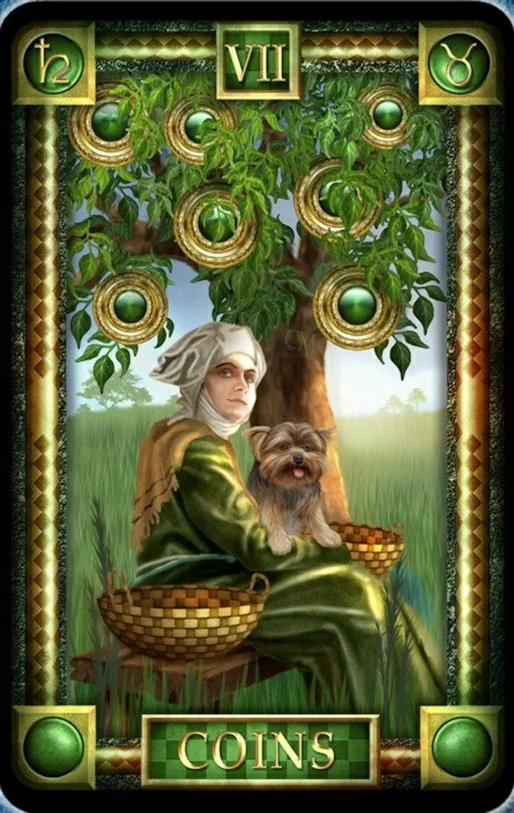 7 of Coins - Tarot Of Dreams - Tarot Deck by Ciro Marchetti