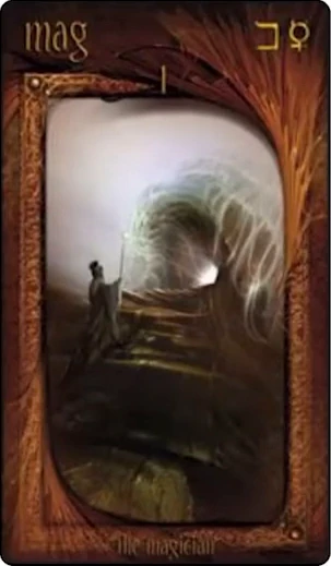 The Magician card from the Maroon Tarot deck