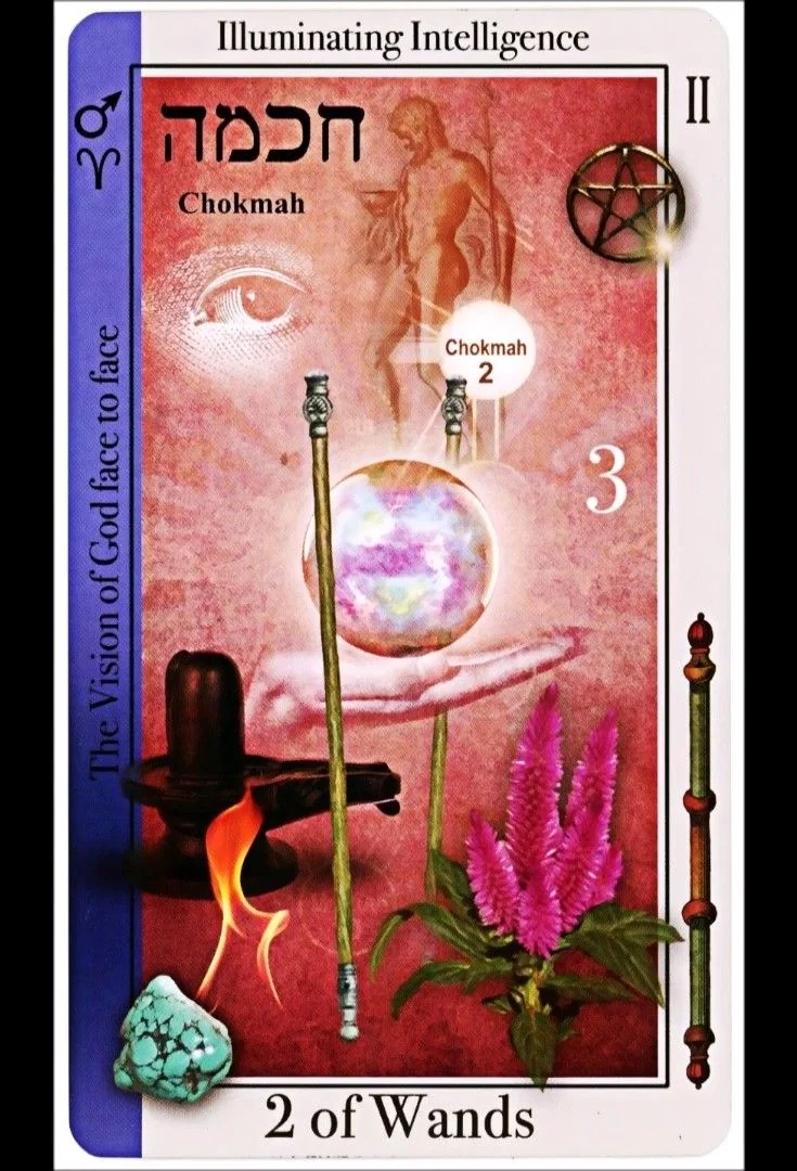 2 of Wands card from the Tarot of Magical Correspondences deck
