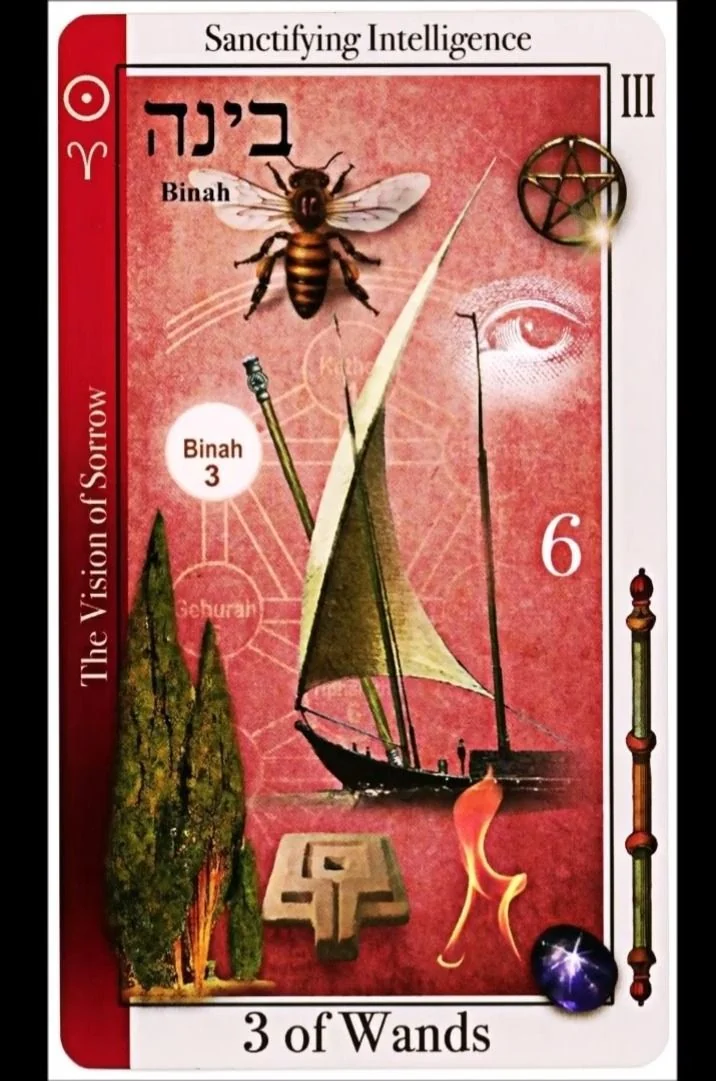 3 of Wands card from the Tarot of Magical Correspondences deck