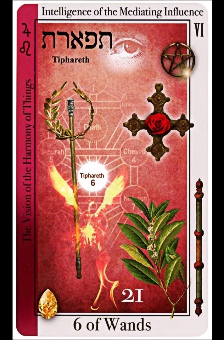 6 of Wands card from the Tarot of Magical Correspondences deck