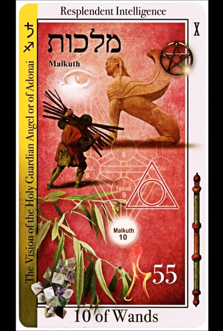 10 of Wands card from the Tarot of Magical Correspondences deck