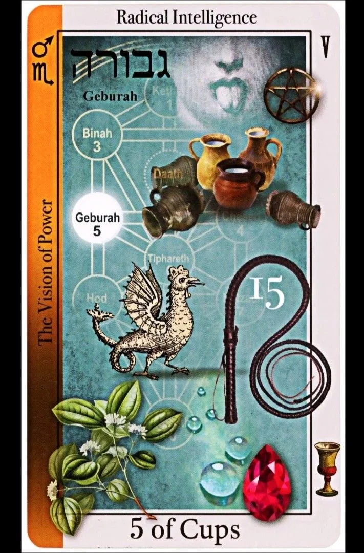 5 of Cups card from the Tarot of Magical Correspondences deck