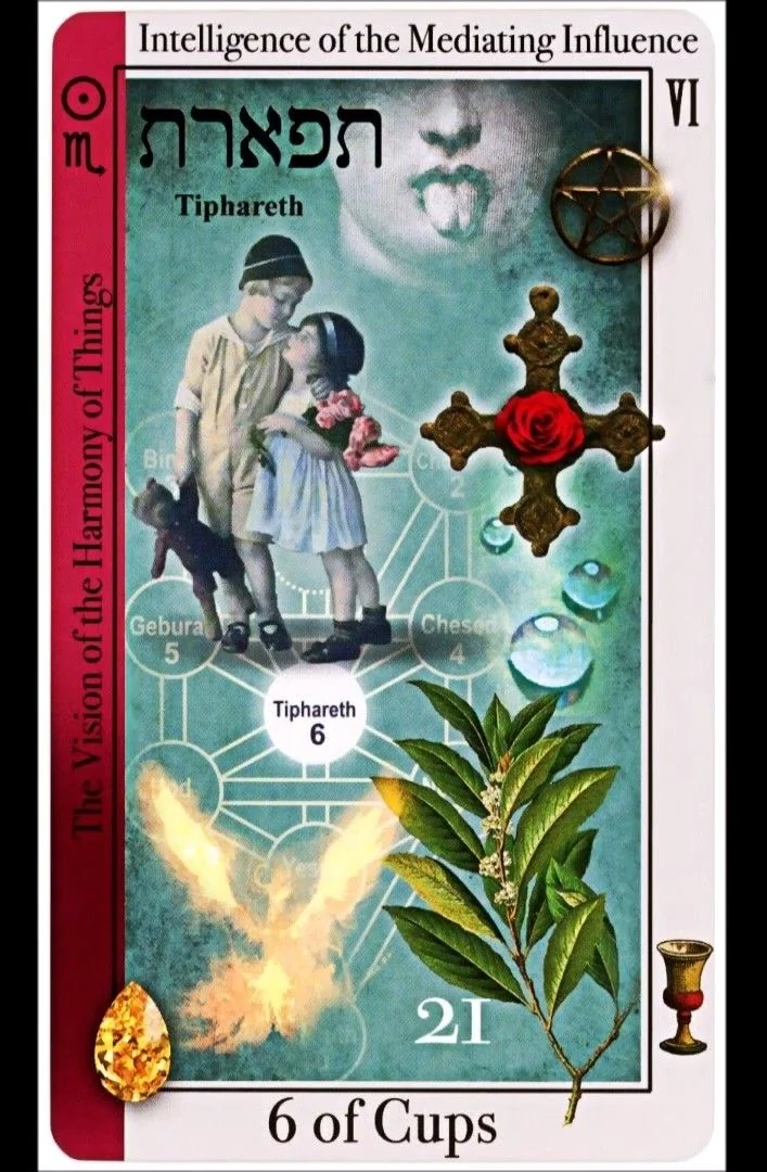6 of Cups card from the Tarot of Magical Correspondences deck