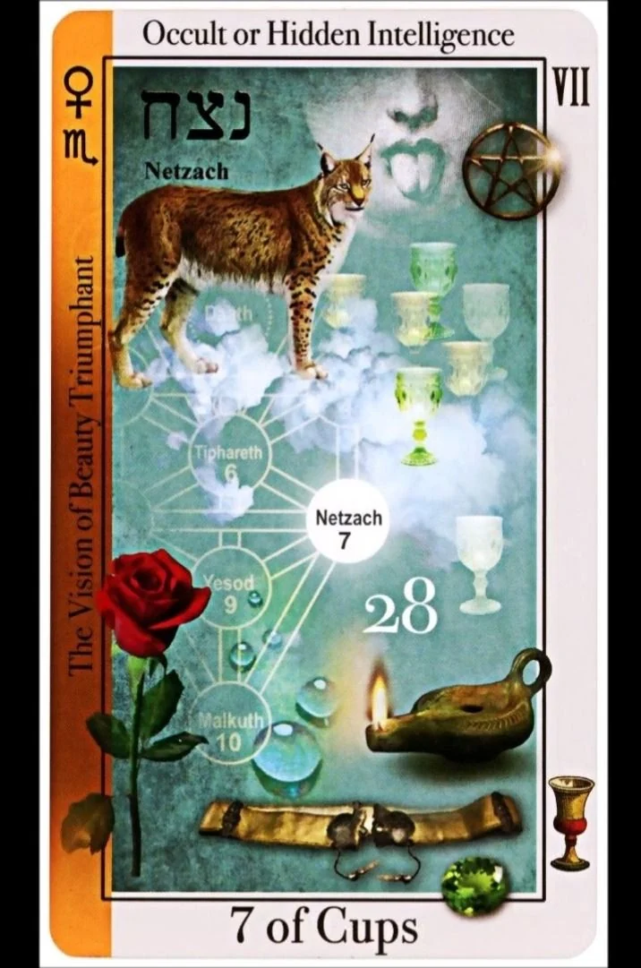7 of Cups card from the Tarot of Magical Correspondences deck