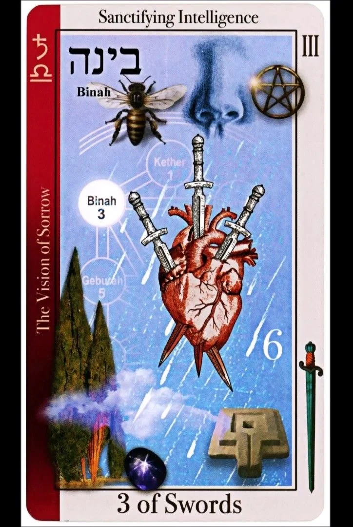 3 of Swords card from the Tarot of Magical Correspondences deck