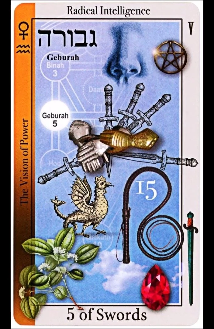 5 of Swords card from the Tarot of Magical Correspondences deck