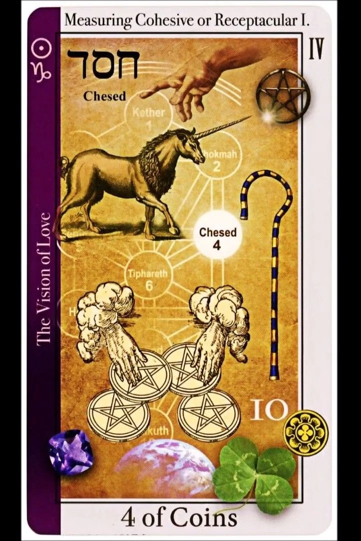 4 of Coins card from the Tarot of Magical Correspondences deck