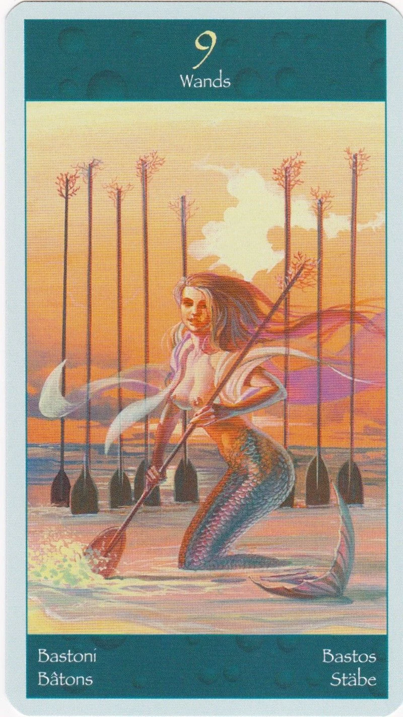 Nine of Wands card from the Tarot of Mermaids deck