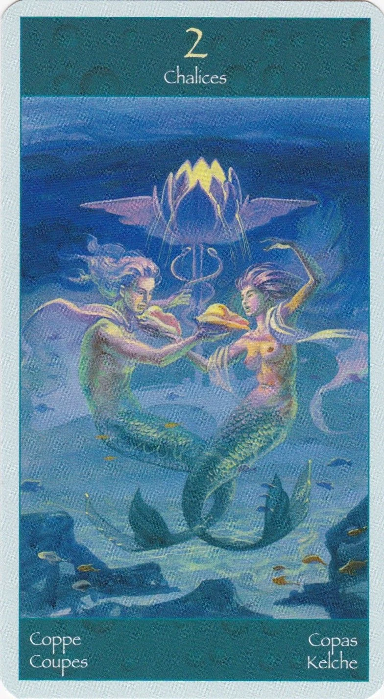 Two of Chalices card from the Tarot of Mermaids deck
