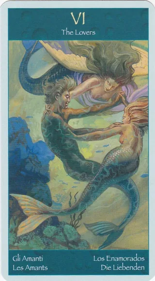 The Lovers card from the Tarot of Mermaids deck