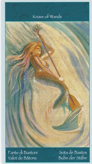 Knave of Wands card from the Tarot of Mermaids deck