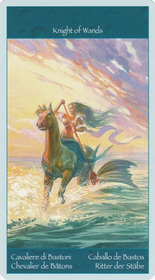 Knight of Wands card from the Tarot of Mermaids deck