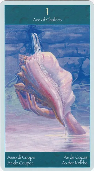 Ace of Chalices card from the Tarot of Mermaids deck