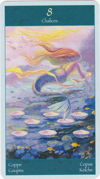 Eight of Chalices card from the Tarot of Mermaids deck