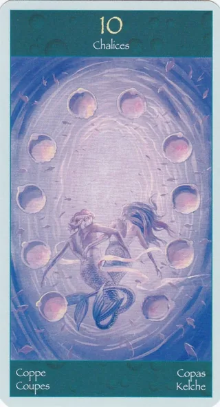 Ten of Chalices card from the Tarot of Mermaids deck