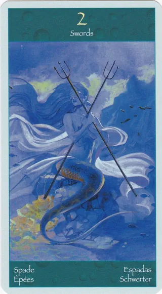 Two of Swords card from the Tarot of Mermaids deck