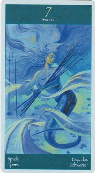 Seven of Swords card from the Tarot of Mermaids deck