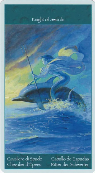 Knight of Swords card from the Tarot of Mermaids deck