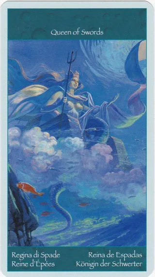 Queen of Swords card from the Tarot of Mermaids deck