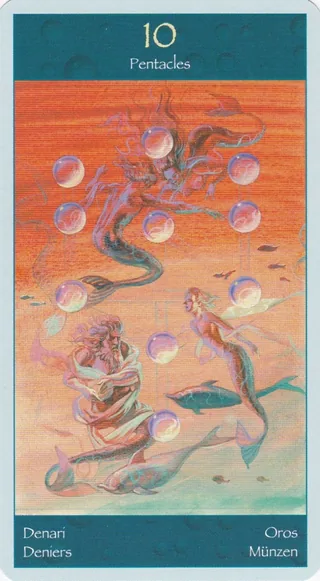 Ten of Pentacles card from the Tarot of Mermaids deck
