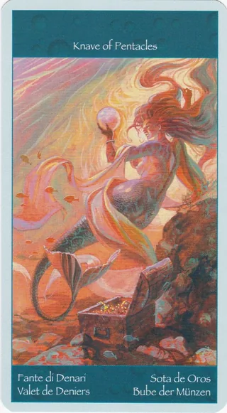 Knave of Pentacles card from the Tarot of Mermaids deck