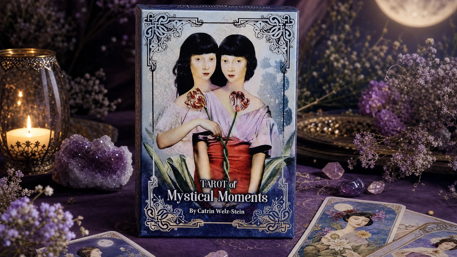 Tarot of Mystical Moments Review 91 Tarot of Mystical Moments deck box lifestyle final CTA image