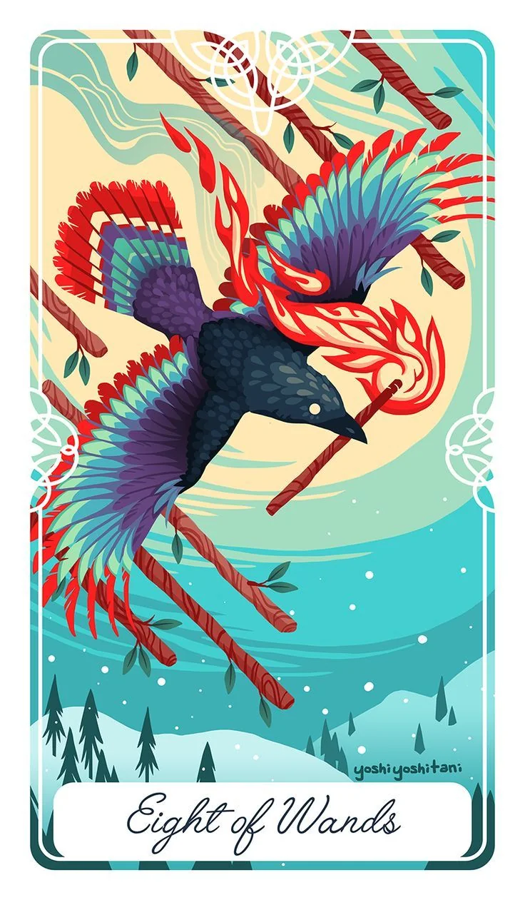 8 of Wands - Tarot of the Divine - Tarot Deck by Yoshi Yoshitani