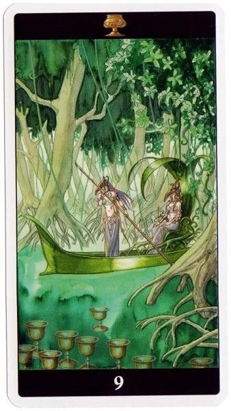 Tarot of the Dream Enchantress Review 14 9 of Cups card from the Tarot of the Dream Enchantress deck