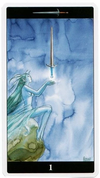 Ace of Swords card from the Tarot of the Dream Enchantress deck