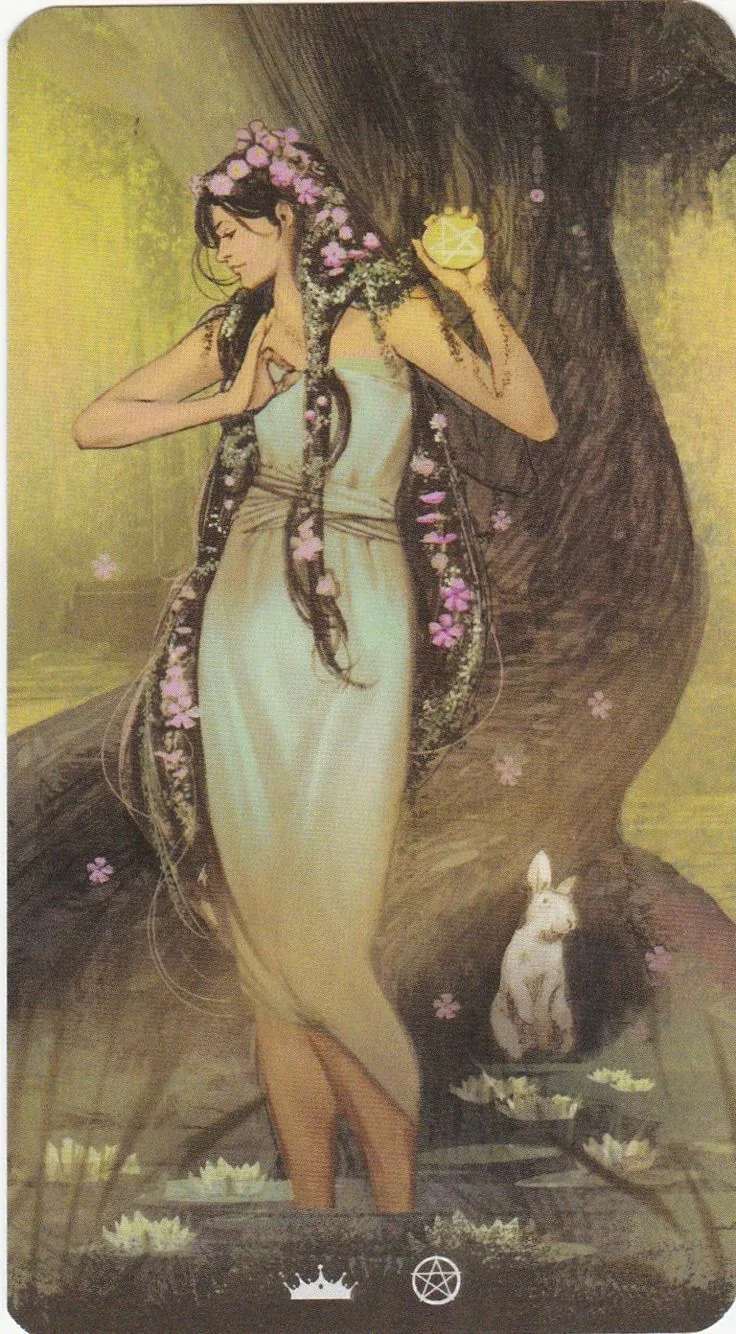 Queen of Pentacles card from the Tarot of the Haunted House deck