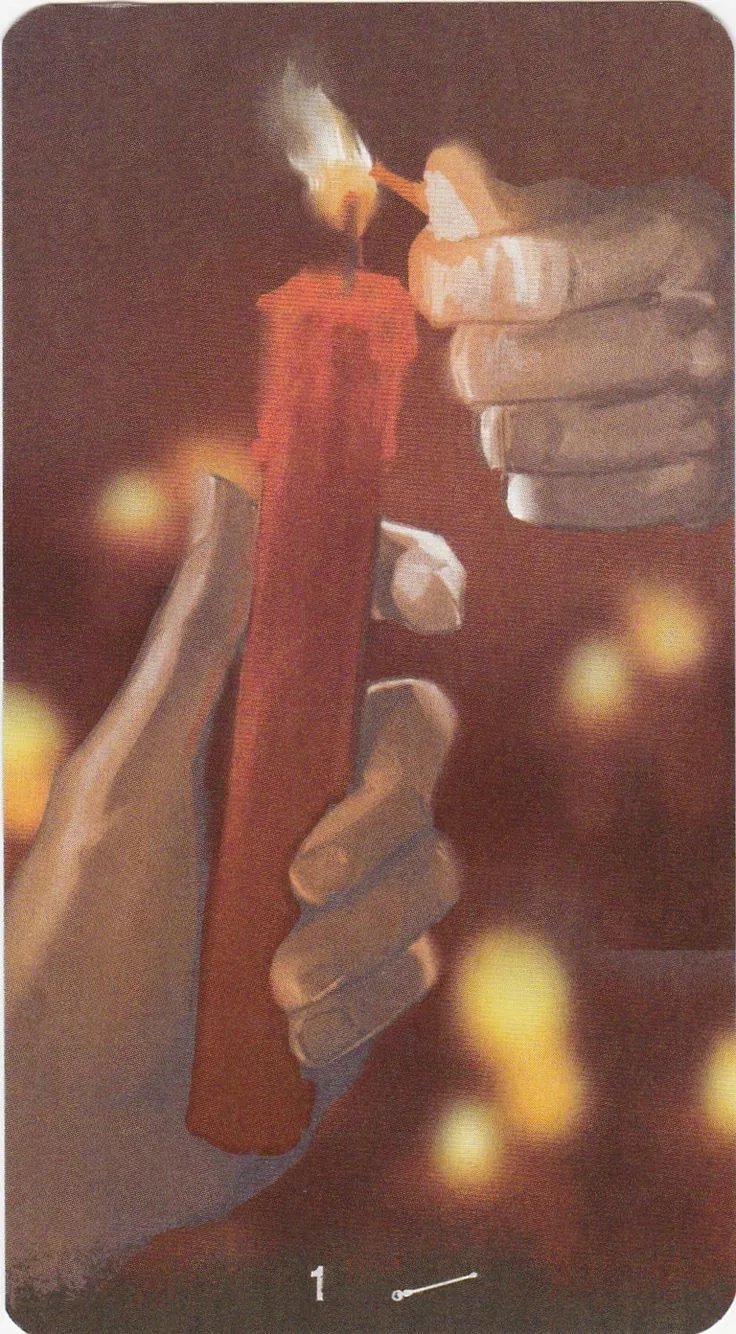 Ace of Wands card from the Tarot of the Haunted House deck