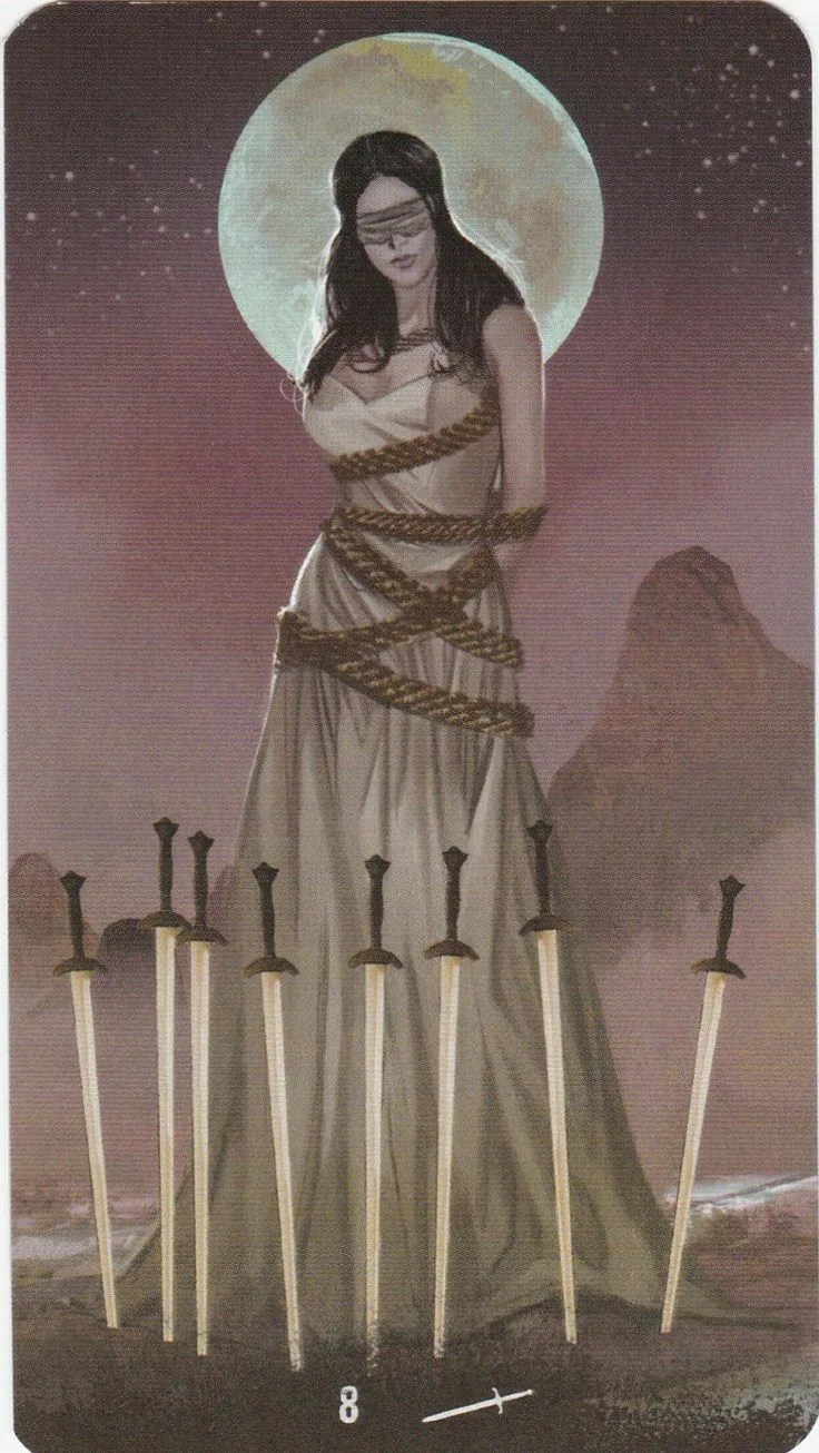 8 of Swords card from the Tarot of the Haunted House deck