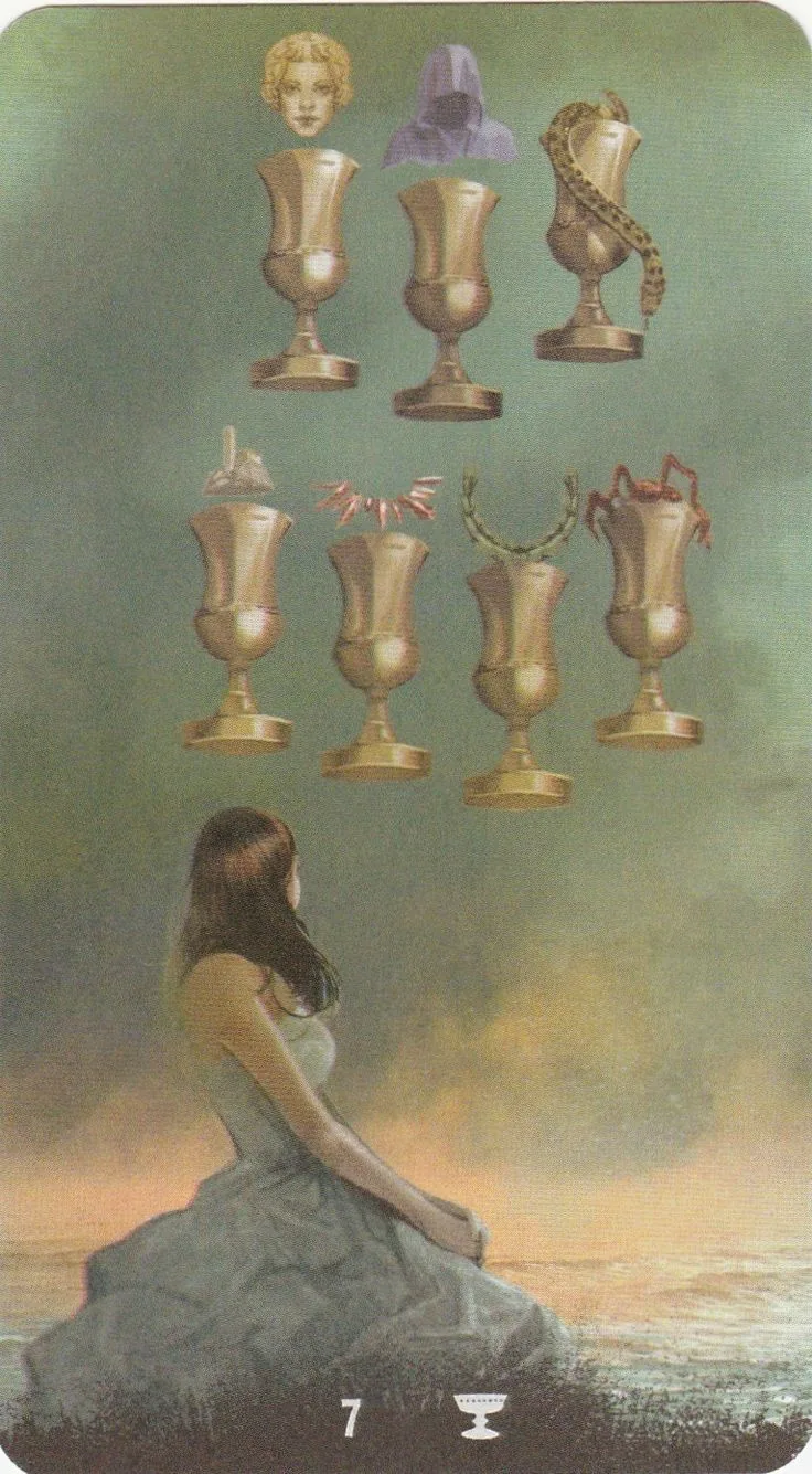 7 of Cups card from the Tarot of the Haunted House deck