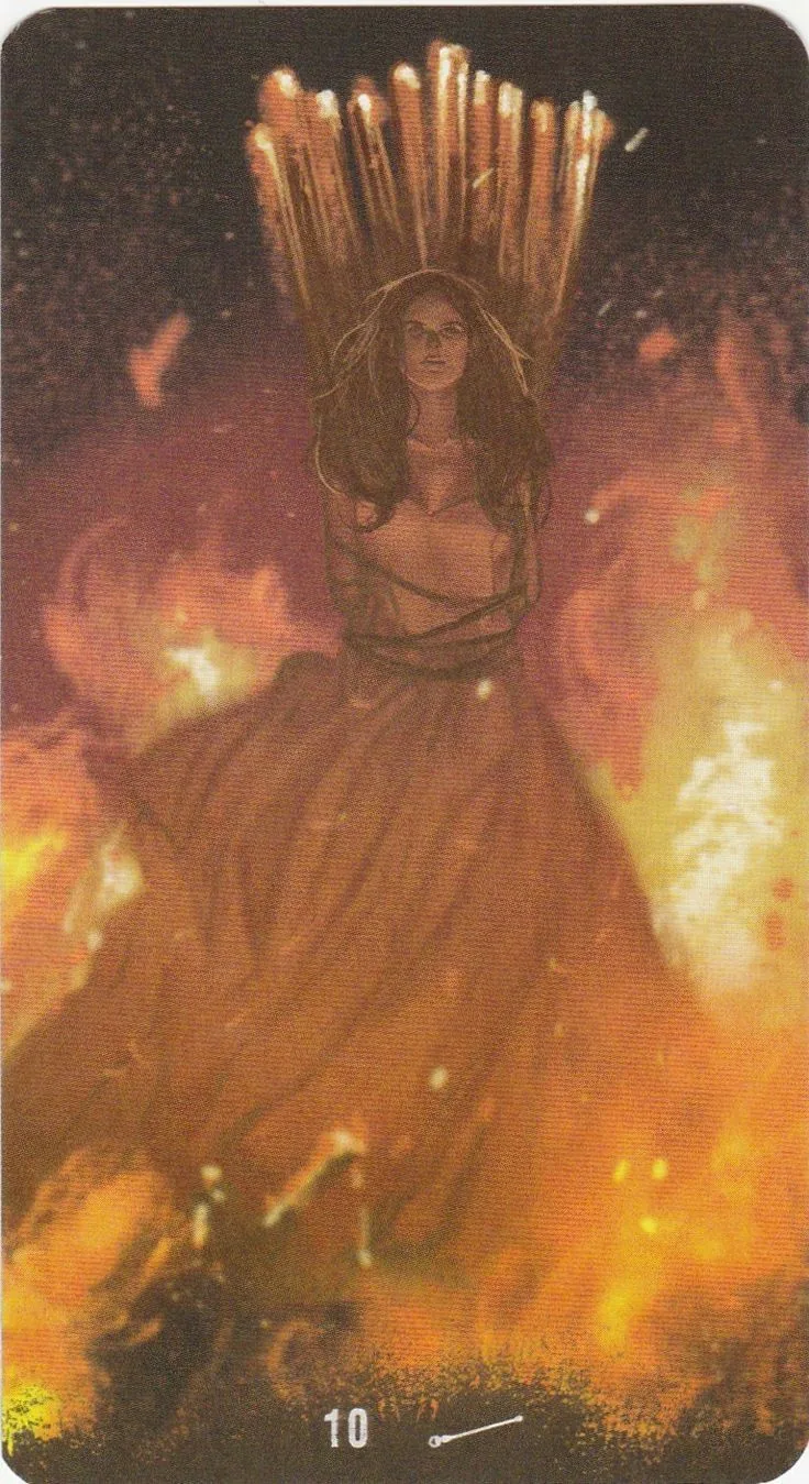 10 of Wands card from the Tarot of the Haunted House deck