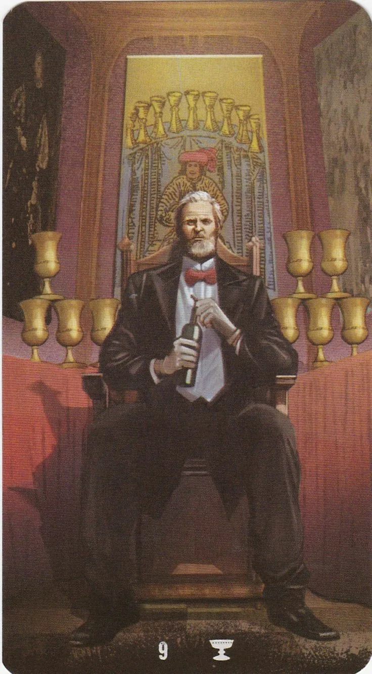 9 of Cups card from the Tarot of the Haunted House deck