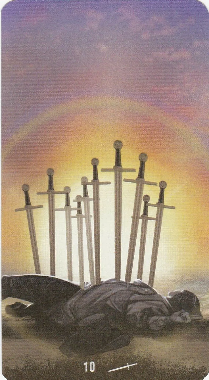 10 of Swords card from the Tarot of the Haunted House deck