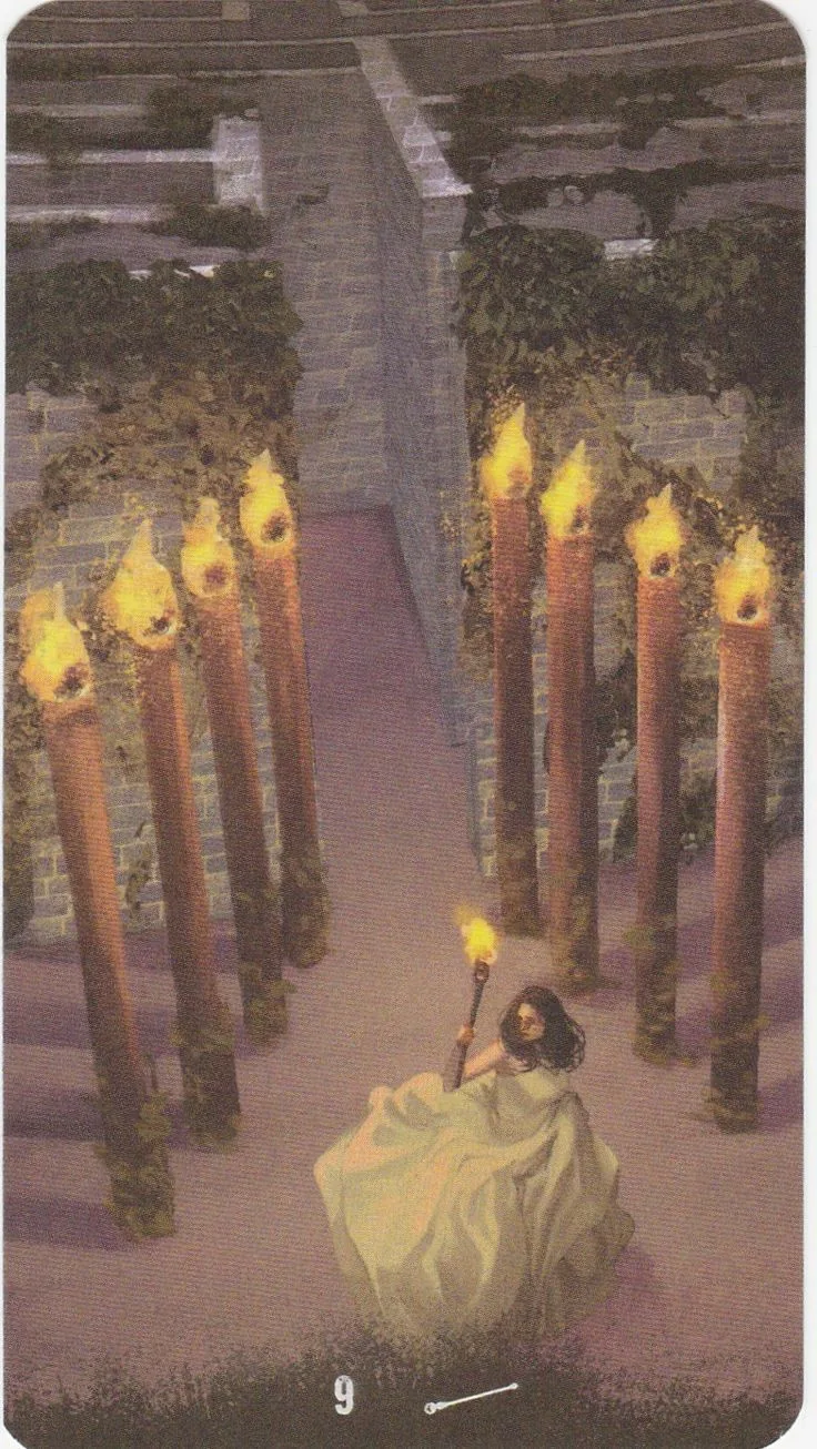 9 of Wands card from the Tarot of the Haunted House deck