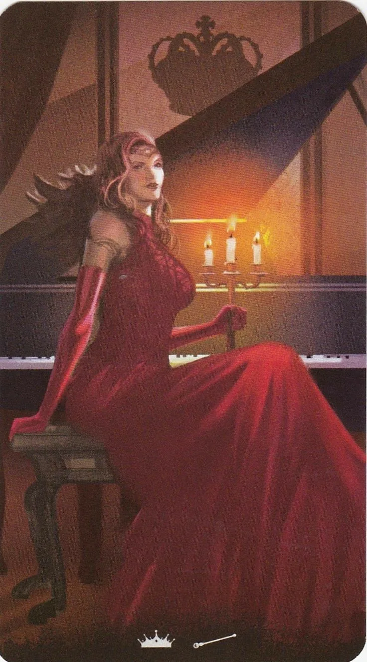 Queen of Wands card from the Tarot of the Haunted House deck