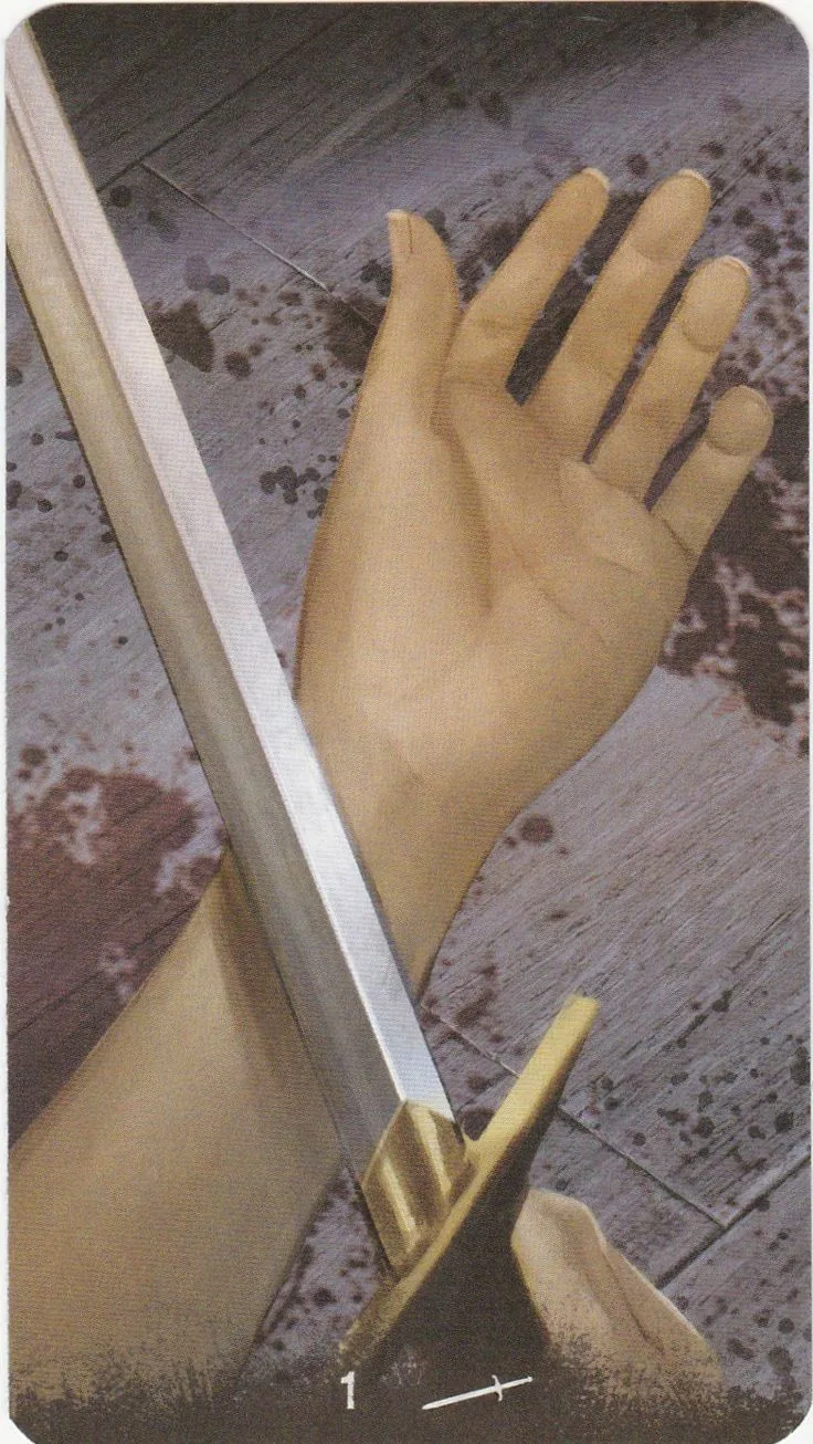 Ace of Swords card from the Tarot of the Haunted House deck