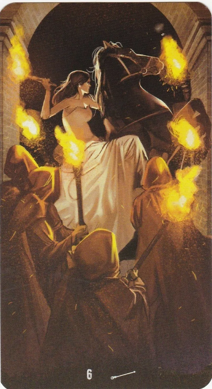 6 of Wands card from the Tarot of the Haunted House deck