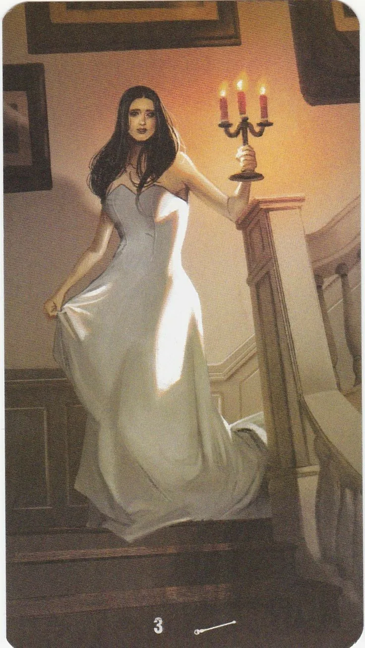 3 of Wands card from the Tarot of the Haunted House deck