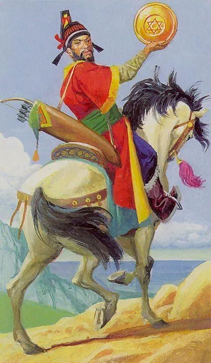 Knight of Pentacles card from the Tarot of the Journey To the Orient deck