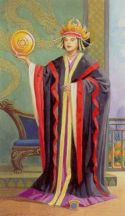 Ten of Pentacles card from the Tarot of the Journey To the Orient deck