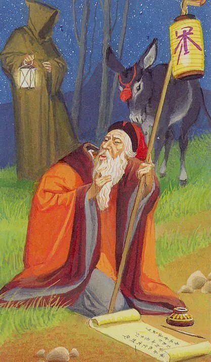 The Hermit card from the Tarot of the Journey To the Orient deck