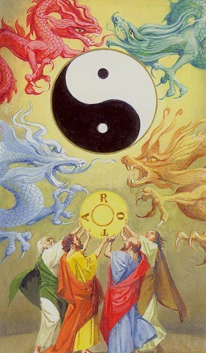 Wheel of Fortune card from the Tarot of the Journey To the Orient deck
