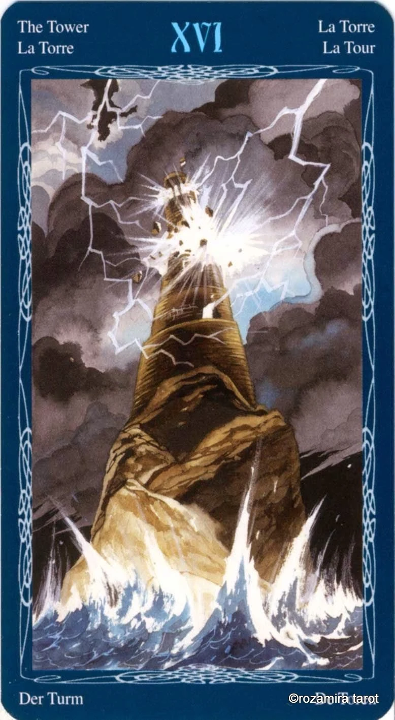 The Tower card from the Tarot of the Mystic Spiral deck