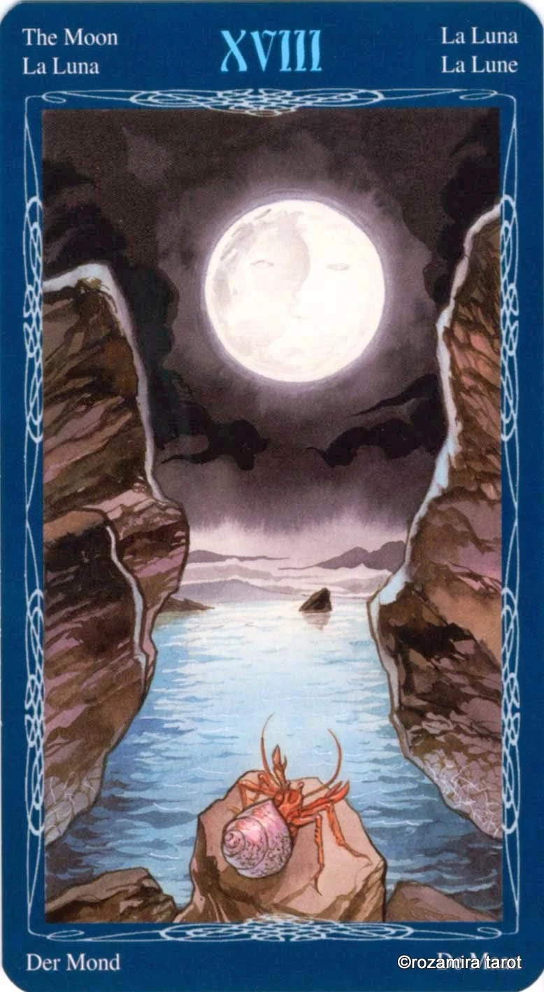 The Moon card from the Tarot of the Mystic Spiral deck