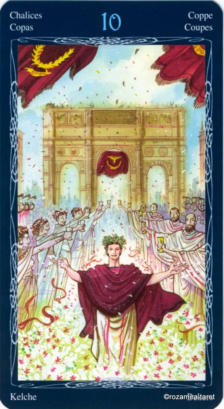 Ten of Chalices card from the Tarot of the Mystic Spiral deck