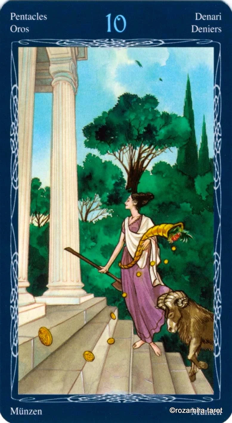 Ten of Pentacles card from the Tarot of the Mystic Spiral deck